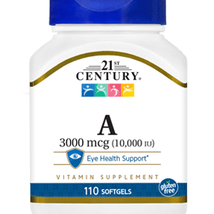 Vitamin A 3000 mcg by 21st Century HealthCare, Inc., view from the front.