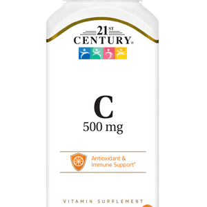 Vitamin C 500 mg by 21st Century HealthCare, Inc., view from the front.